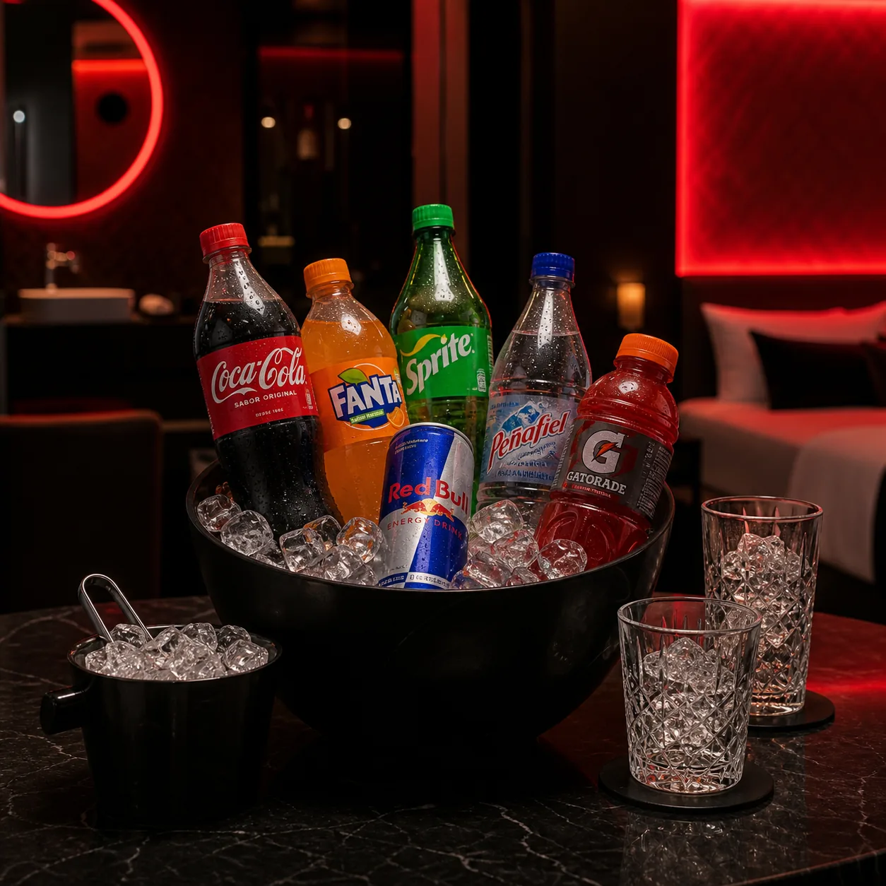 Selección fría de Coca-Cola, Fanta, Sprite, Peñafiel, Red Bull y Gatorade
